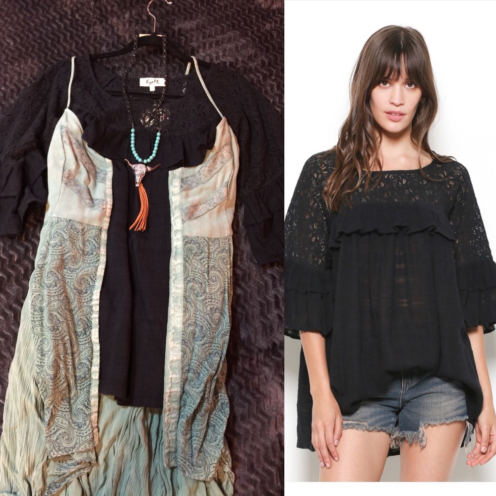 Ruffled Lace Trim Tunic